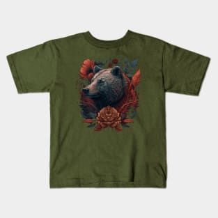 Cute Floral Bear Kids T-Shirt